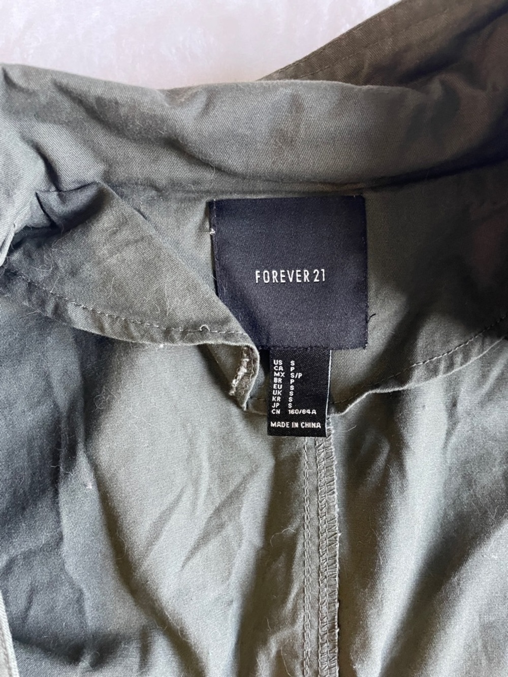 NWOT Forever 21 Olive Green Utility Jacket Military Style Pockets Waist String - Picture 7 of 7